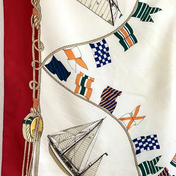 BURBERRY'S SCARF 100% Silk Made in Italy Nautical Sailboat Sailing 34.5"… - Picture 5 of 8